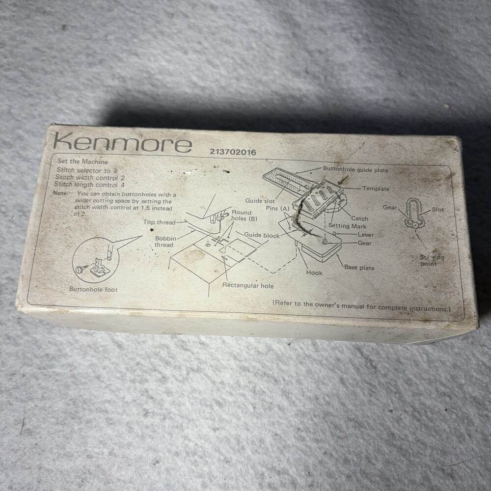 Vintage Kenmore Sewing Machine Buttonhole Attachment Set 213702016 w/ Case